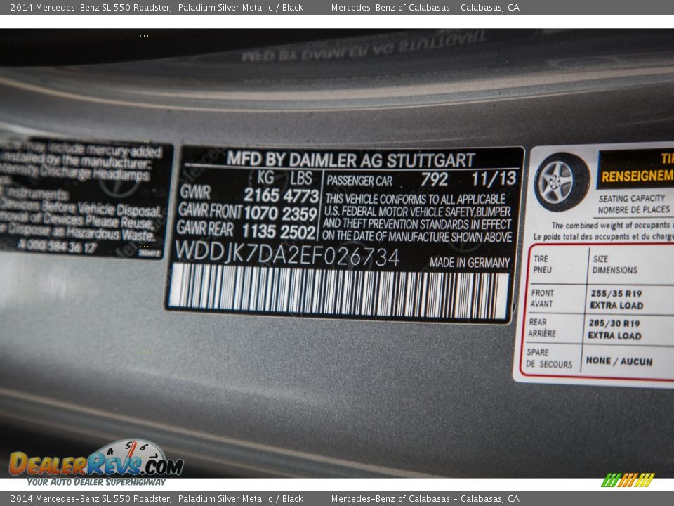 2014 Mercedes-Benz SL 550 Roadster Paladium Silver Metallic / Black Photo #7