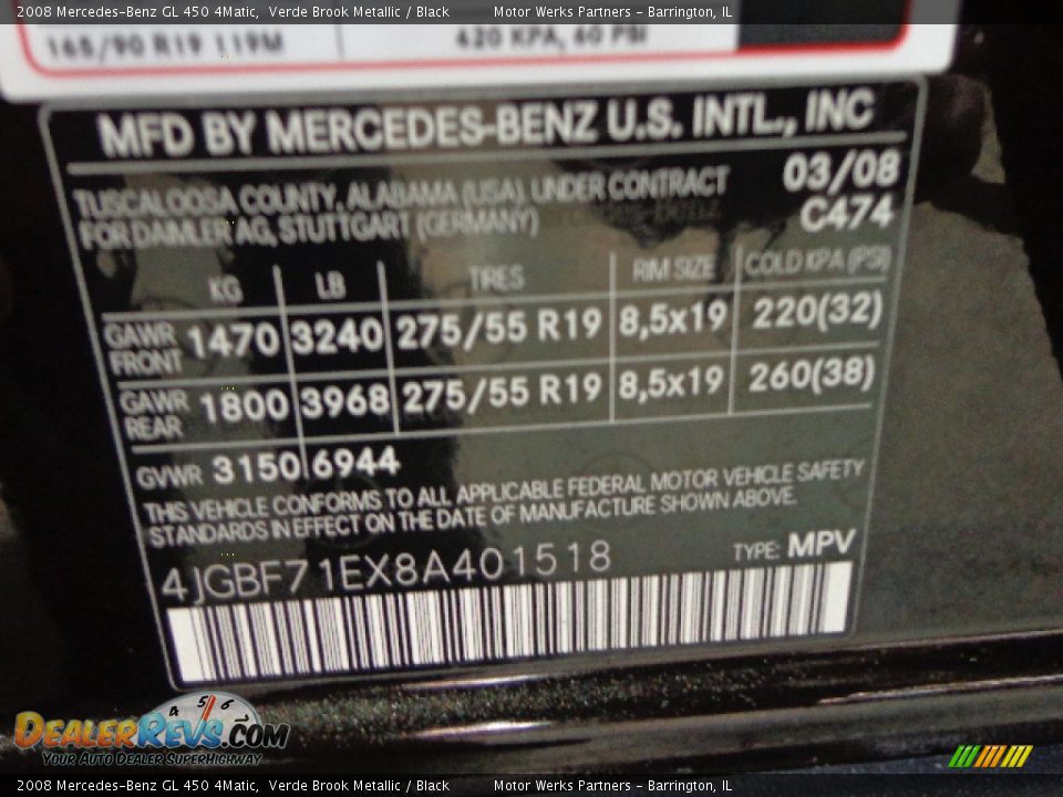 2008 Mercedes-Benz GL 450 4Matic Verde Brook Metallic / Black Photo #11