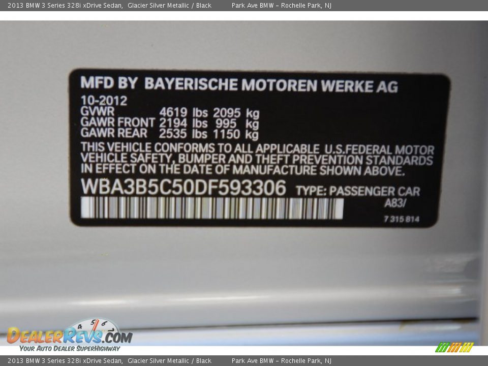 2013 BMW 3 Series 328i xDrive Sedan Glacier Silver Metallic / Black Photo #33