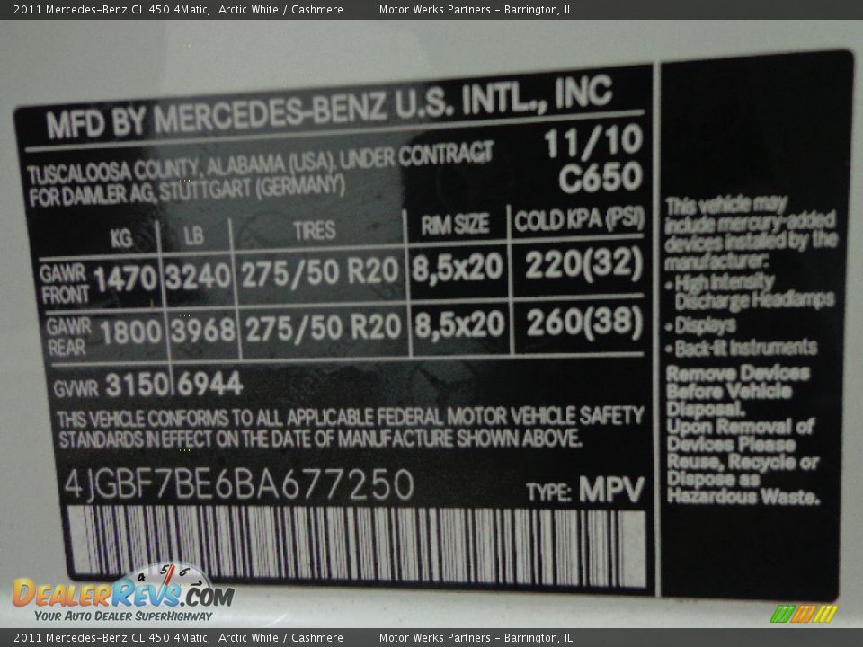 2011 Mercedes-Benz GL 450 4Matic Arctic White / Cashmere Photo #18