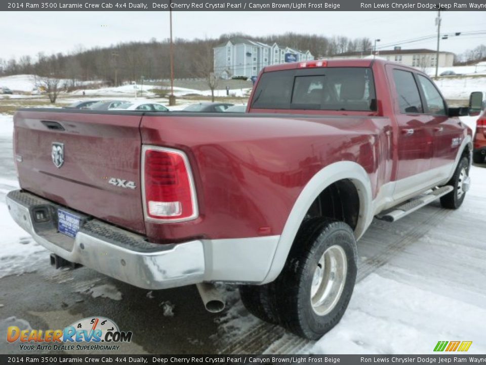 2014 Ram 3500 Laramie Crew Cab 4x4 Dually Deep Cherry Red Crystal Pearl / Canyon Brown/Light Frost Beige Photo #6