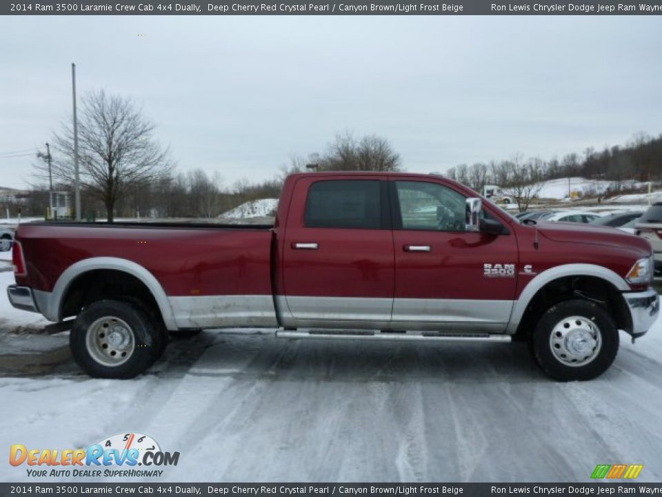2014 Ram 3500 Laramie Crew Cab 4x4 Dually Deep Cherry Red Crystal Pearl / Canyon Brown/Light Frost Beige Photo #7