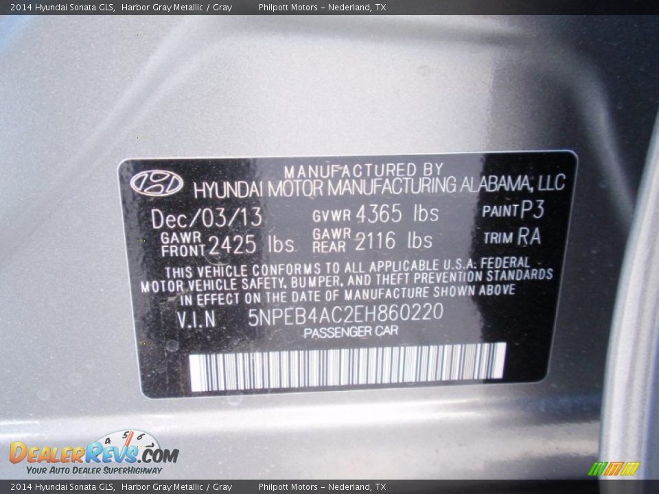 2014 Hyundai Sonata GLS Harbor Gray Metallic / Gray Photo #32