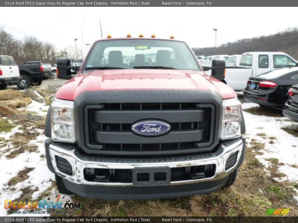 2014 Ford F550 Super Duty XL Regular Cab 4x4 Chassis Vermillion Red / Steel Photo #3