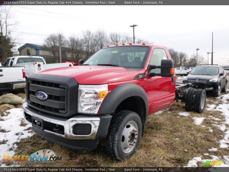 2014 Ford F550 Super Duty XL Regular Cab 4x4 Chassis Vermillion Red / Steel Photo #4