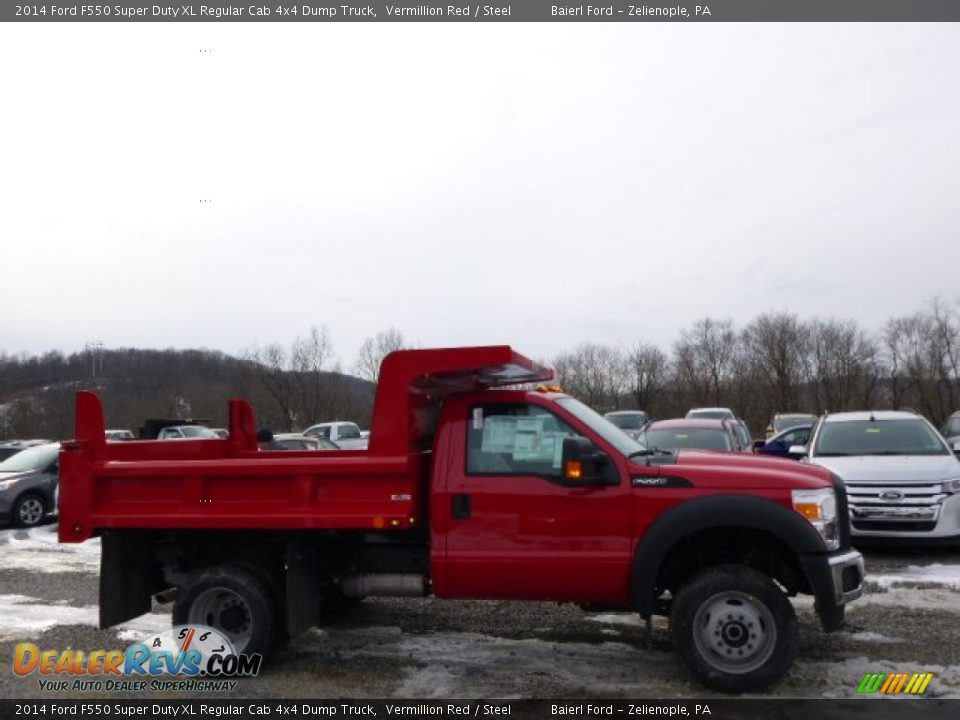 2014 Ford F550 Super Duty XL Regular Cab 4x4 Dump Truck Vermillion Red / Steel Photo #1
