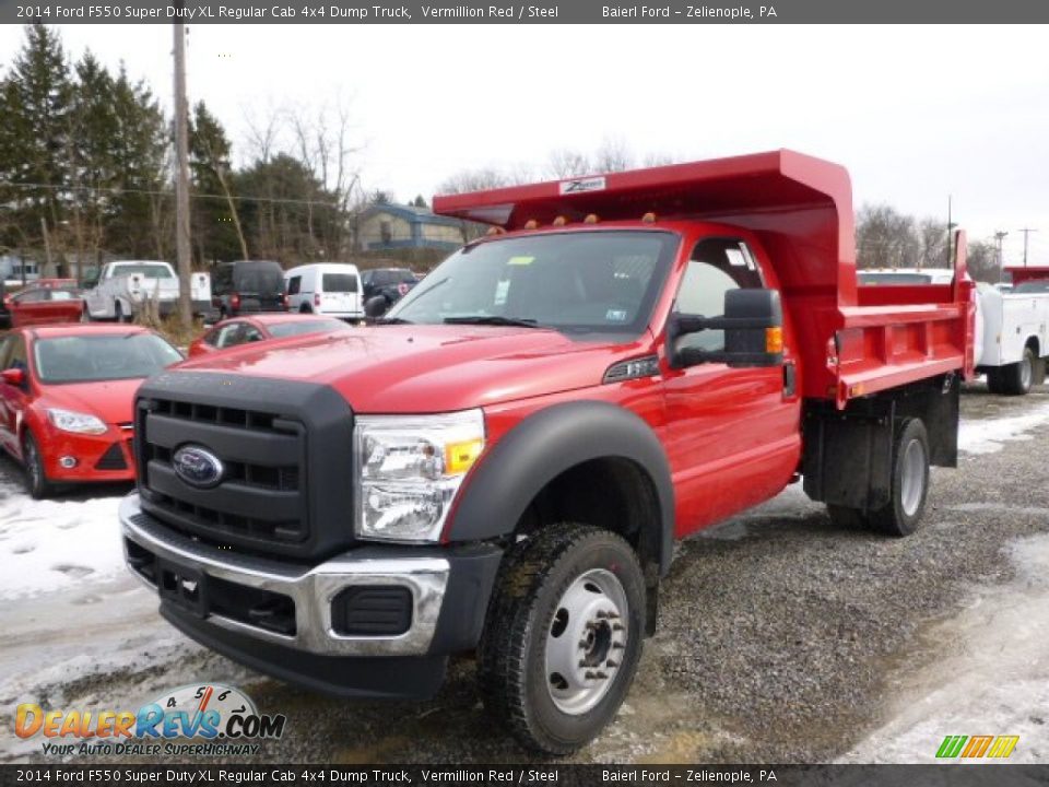 2014 Ford F550 Super Duty XL Regular Cab 4x4 Dump Truck Vermillion Red / Steel Photo #4