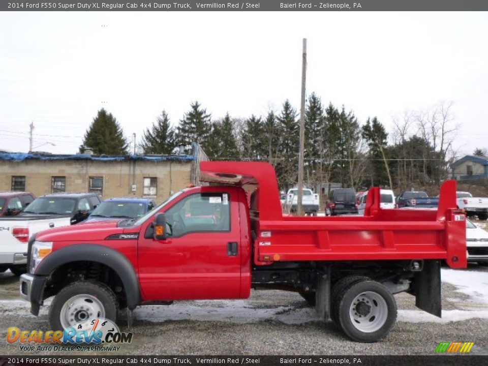 2014 Ford F550 Super Duty XL Regular Cab 4x4 Dump Truck Vermillion Red / Steel Photo #5