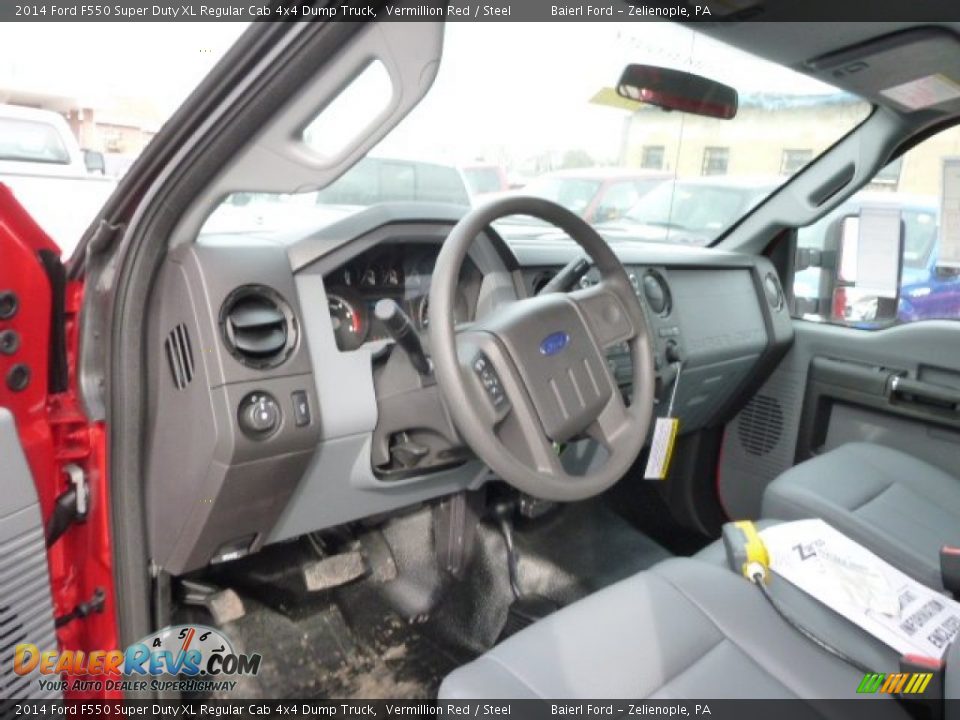 2014 Ford F550 Super Duty XL Regular Cab 4x4 Dump Truck Vermillion Red / Steel Photo #11