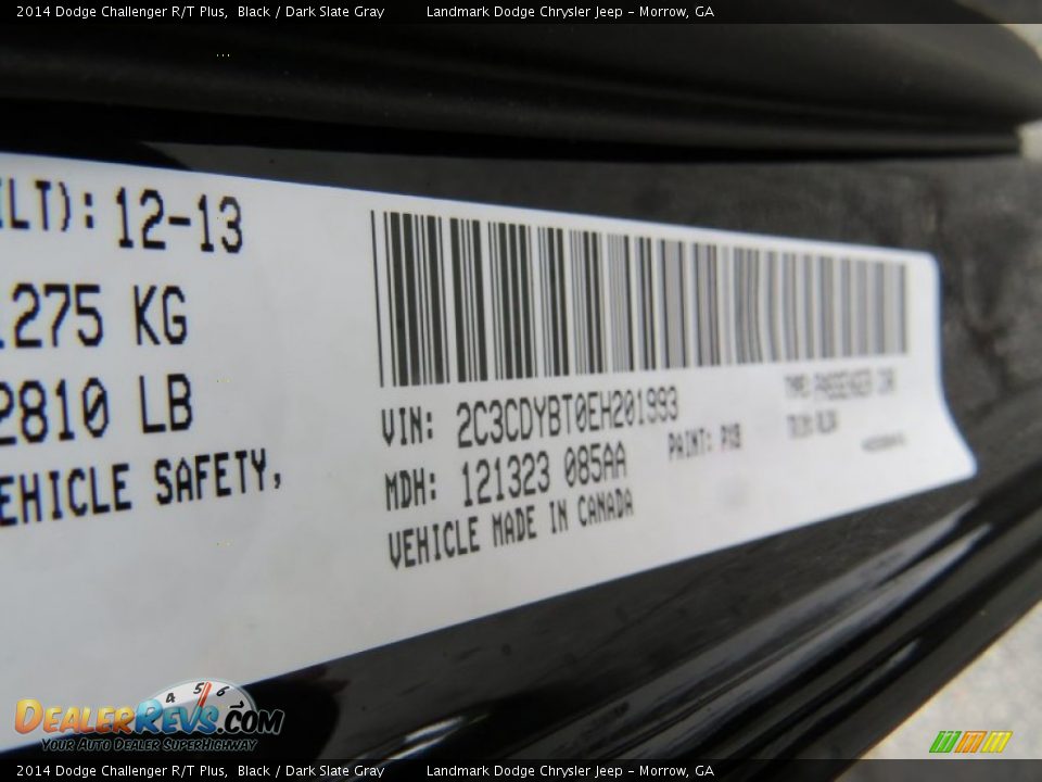 2014 Dodge Challenger R/T Plus Black / Dark Slate Gray Photo #11