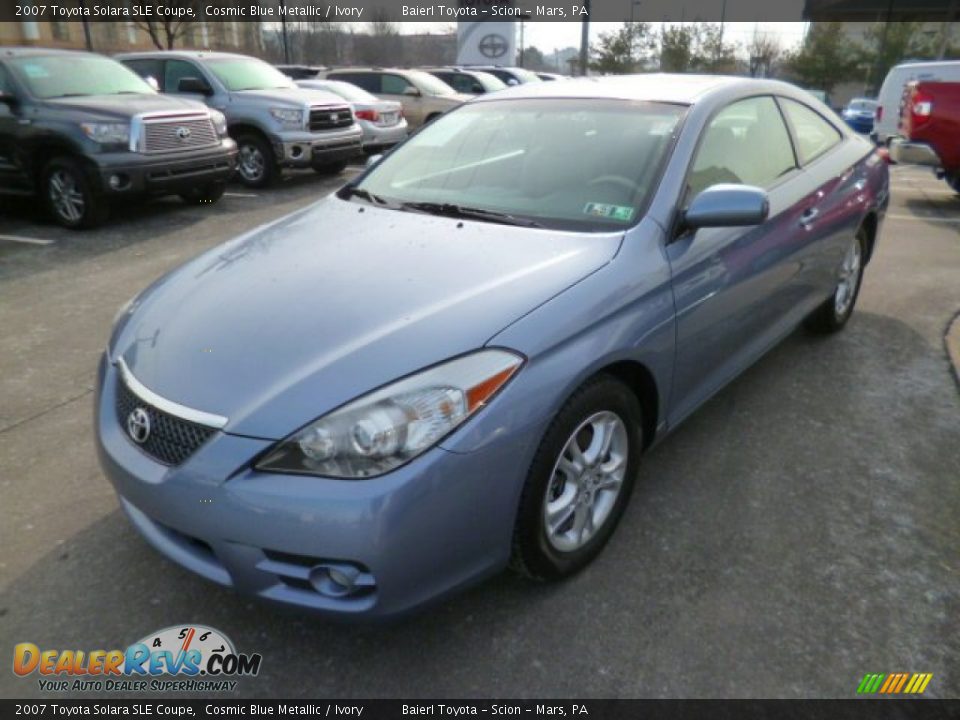 2007 Toyota Solara SLE Coupe Cosmic Blue Metallic / Ivory Photo #3