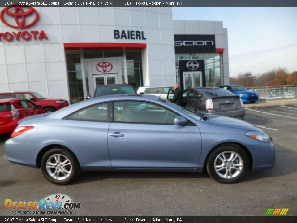 2007 Toyota Solara SLE Coupe Cosmic Blue Metallic / Ivory Photo #7