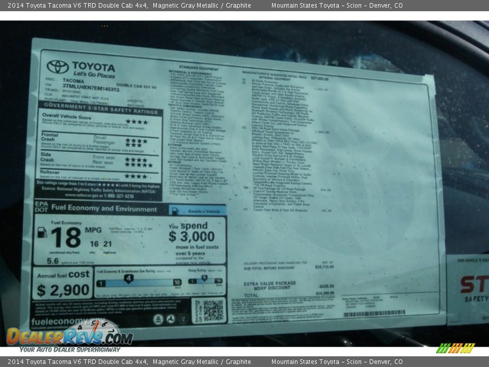 2014 Toyota Tacoma V6 TRD Double Cab 4x4 Magnetic Gray Metallic / Graphite Photo #10