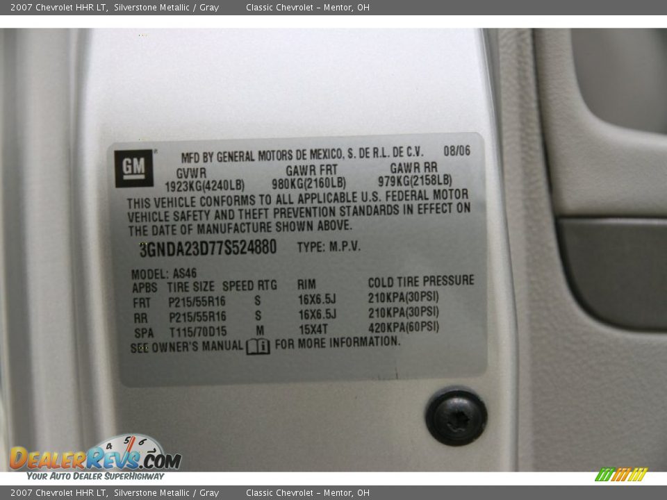 2007 Chevrolet HHR LT Silverstone Metallic / Gray Photo #17