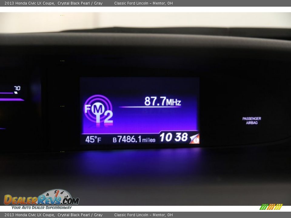 2013 Honda Civic LX Coupe Crystal Black Pearl / Gray Photo #9