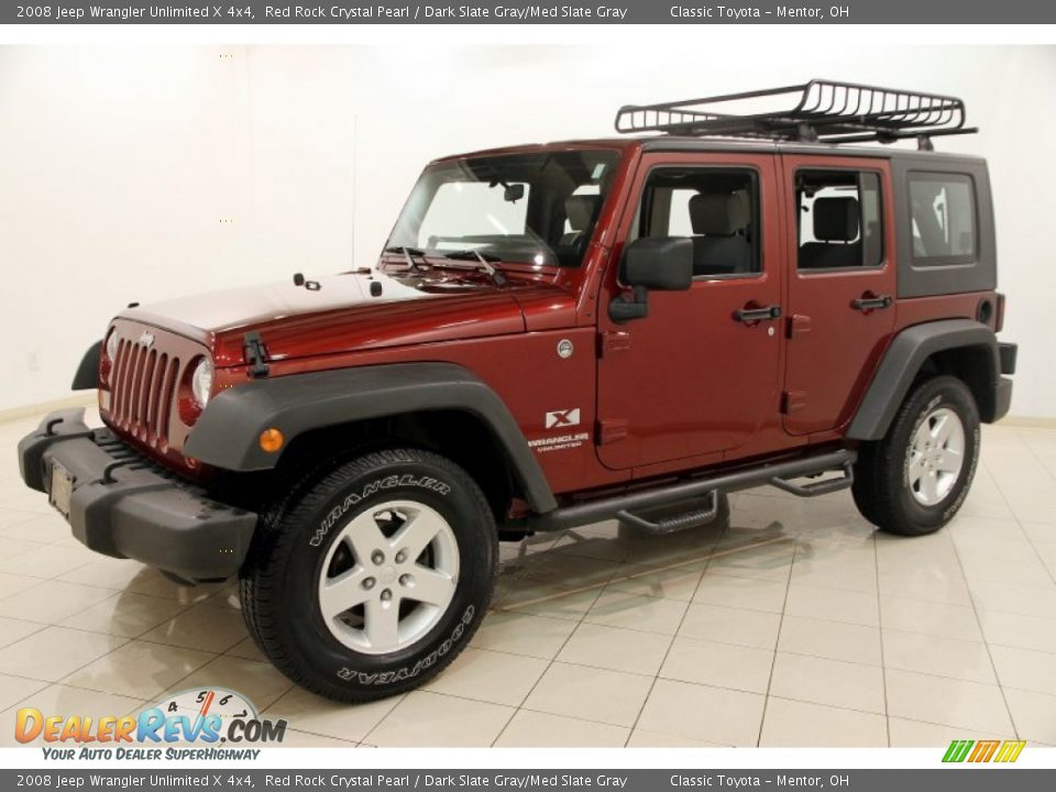 2008 Jeep Wrangler Unlimited X 4x4 Red Rock Crystal Pearl / Dark Slate Gray/Med Slate Gray Photo #3