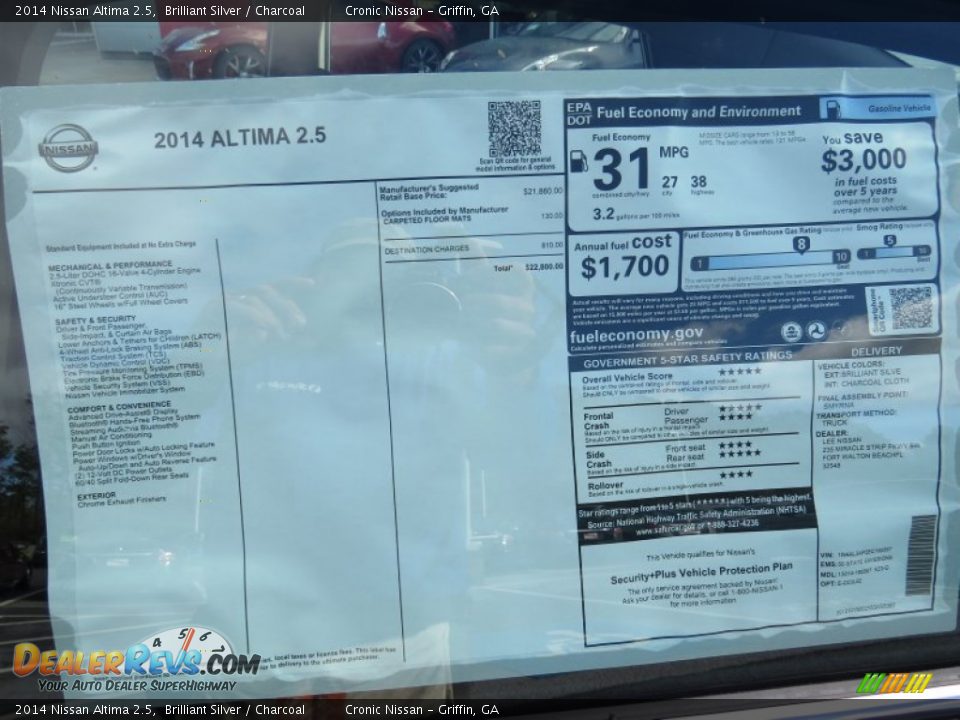 2014 Nissan Altima 2.5 Brilliant Silver / Charcoal Photo #10