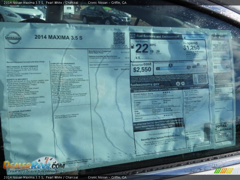 2014 Nissan Maxima 3.5 S Pearl White / Charcoal Photo #12