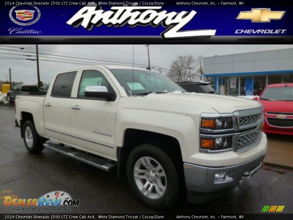 2014 Chevrolet Silverado 1500 LTZ Crew Cab 4x4 White Diamond Tricoat / Cocoa/Dune Photo #1