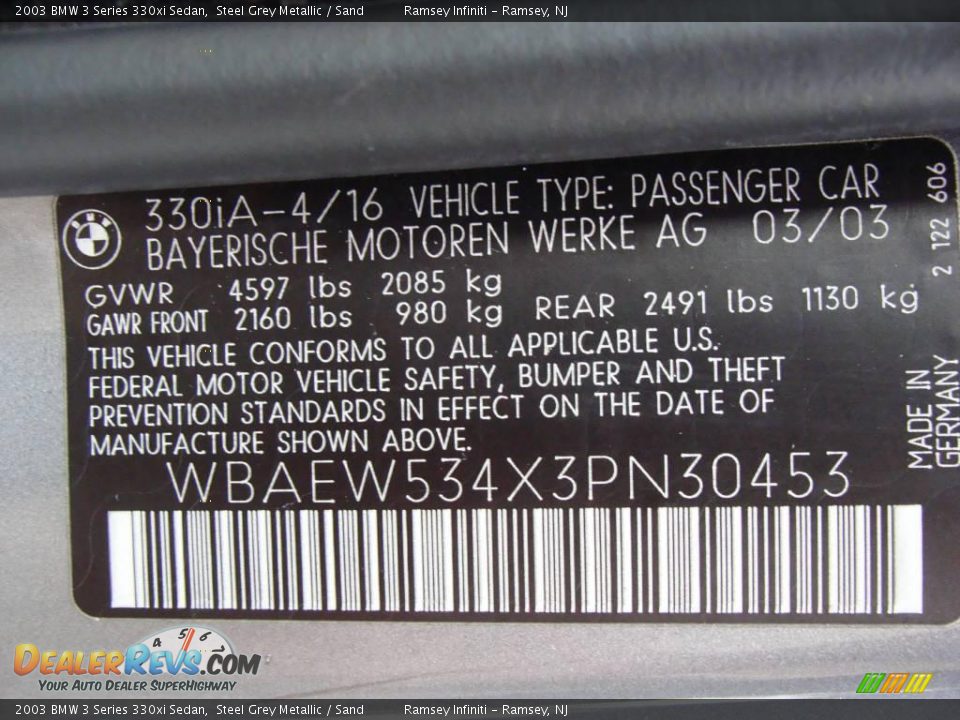 2003 BMW 3 Series 330xi Sedan Steel Grey Metallic / Sand Photo #16
