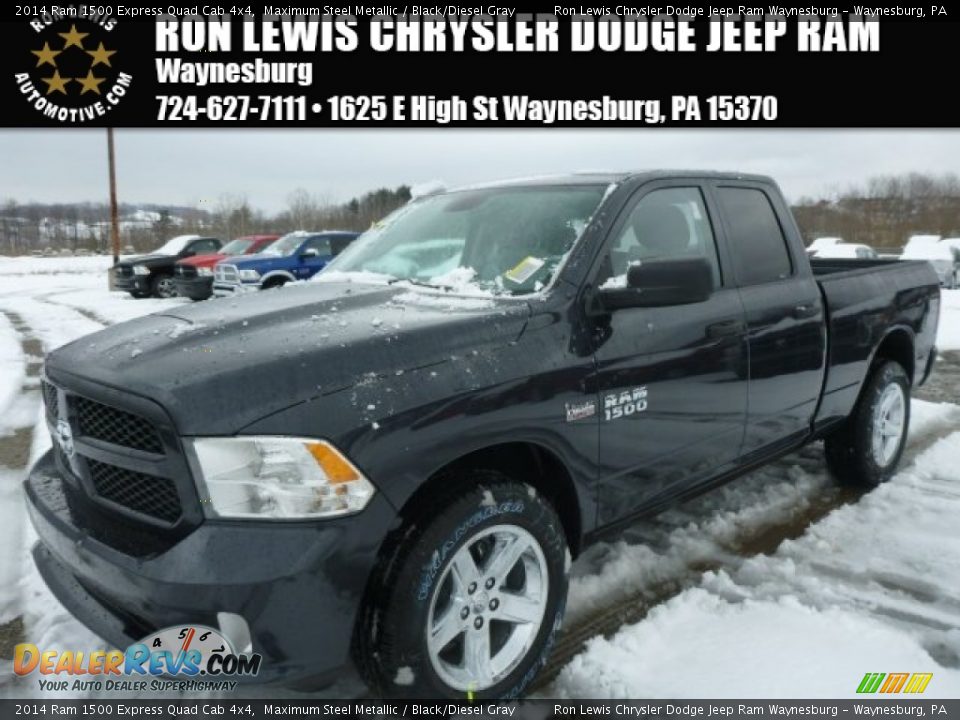 2014 Ram 1500 Express Quad Cab 4x4 Maximum Steel Metallic / Black/Diesel Gray Photo #1