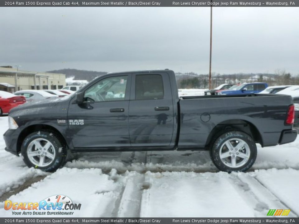 2014 Ram 1500 Express Quad Cab 4x4 Maximum Steel Metallic / Black/Diesel Gray Photo #2
