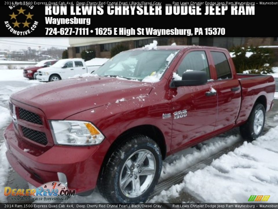 2014 Ram 1500 Express Quad Cab 4x4 Deep Cherry Red Crystal Pearl / Black/Diesel Gray Photo #1