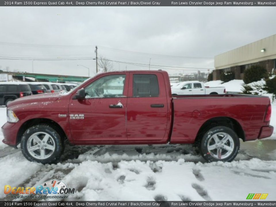 2014 Ram 1500 Express Quad Cab 4x4 Deep Cherry Red Crystal Pearl / Black/Diesel Gray Photo #2