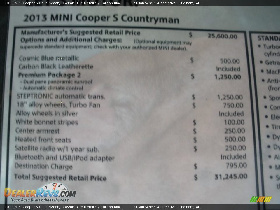 2013 Mini Cooper S Countryman Cosmic Blue Metallic / Carbon Black Photo #18