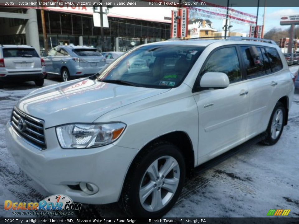 2009 Toyota Highlander Limited 4WD Blizzard White Pearl / Sand Beige Photo #3