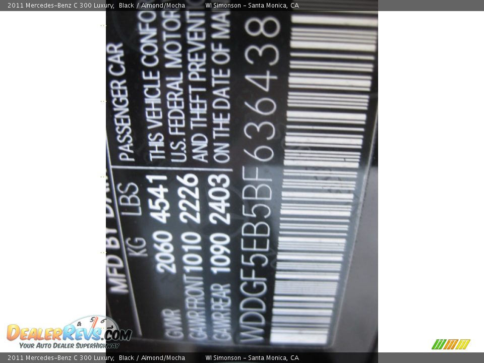 2011 Mercedes-Benz C 300 Luxury Black / Almond/Mocha Photo #25