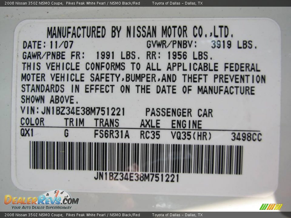 2008 Nissan 350Z NISMO Coupe Pikes Peak White Pearl / NISMO Black/Red Photo #17