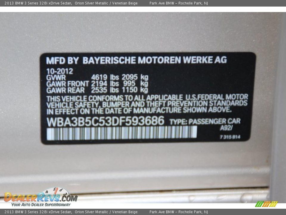 2013 BMW 3 Series 328i xDrive Sedan Orion Silver Metallic / Venetian Beige Photo #32
