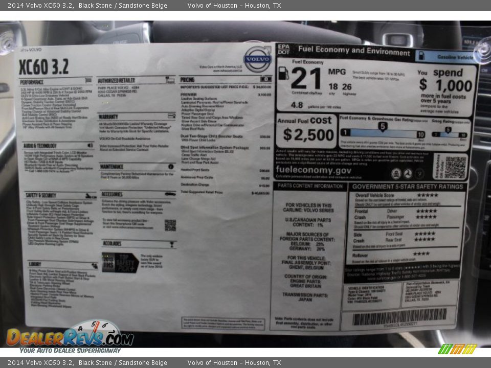 2014 Volvo XC60 3.2 Window Sticker Photo #32