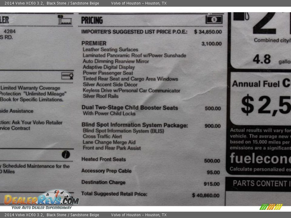 2014 Volvo XC60 3.2 Window Sticker Photo #33