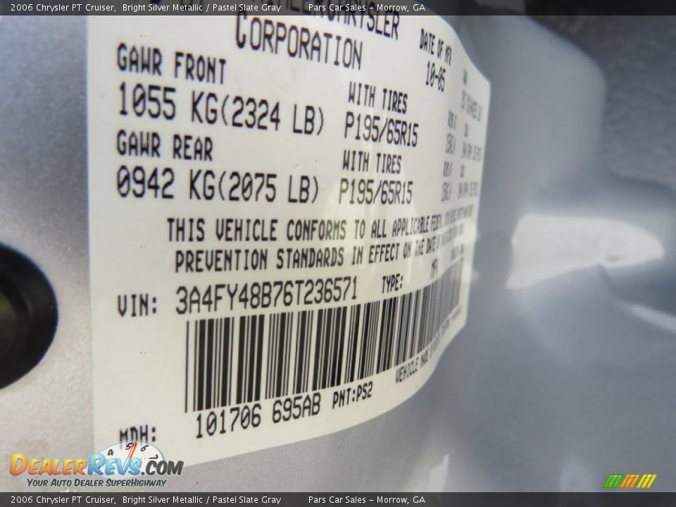 2006 Chrysler PT Cruiser Bright Silver Metallic / Pastel Slate Gray Photo #12