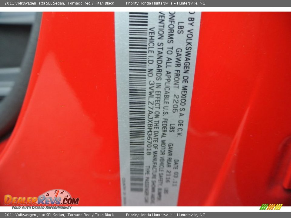 2011 Volkswagen Jetta SEL Sedan Tornado Red / Titan Black Photo #7