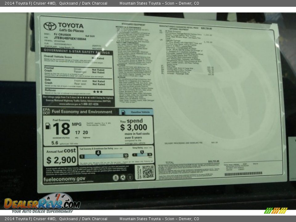 2014 Toyota FJ Cruiser 4WD Quicksand / Dark Charcoal Photo #11