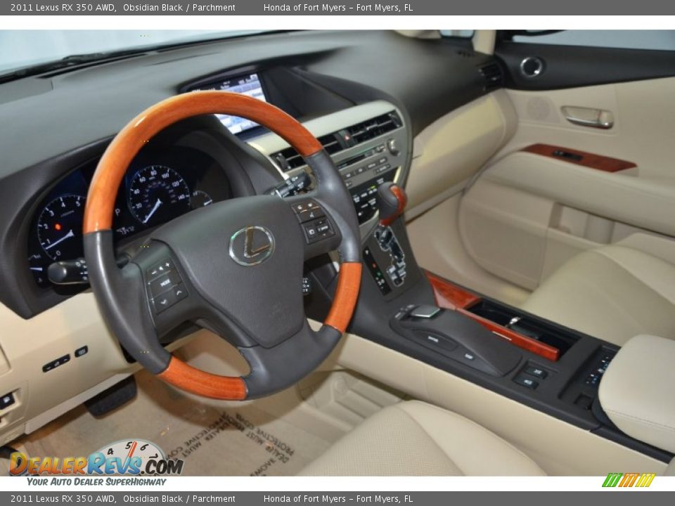2011 Lexus RX 350 AWD Obsidian Black / Parchment Photo #12