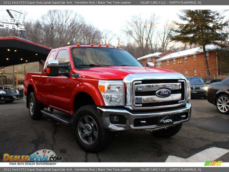 2011 Ford F250 Super Duty Lariat SuperCab 4x4 Vermillion Red / Black Two Tone Leather Photo #1