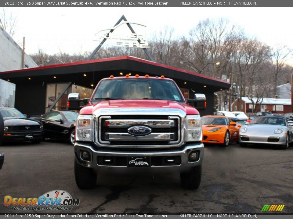 2011 Ford F250 Super Duty Lariat SuperCab 4x4 Vermillion Red / Black Two Tone Leather Photo #2