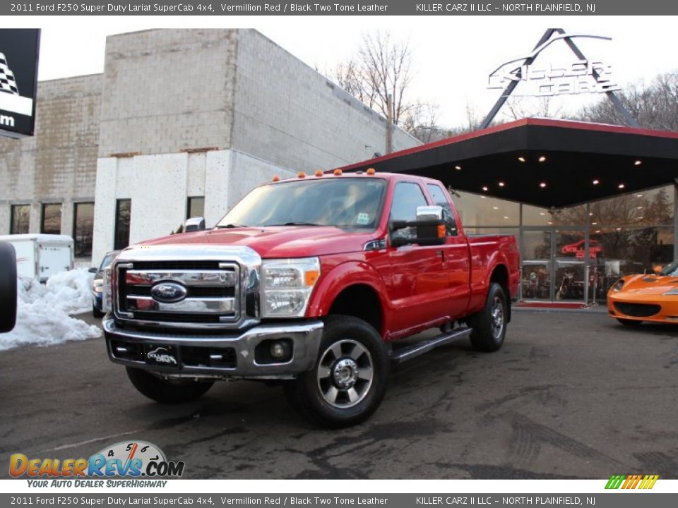 2011 Ford F250 Super Duty Lariat SuperCab 4x4 Vermillion Red / Black Two Tone Leather Photo #3