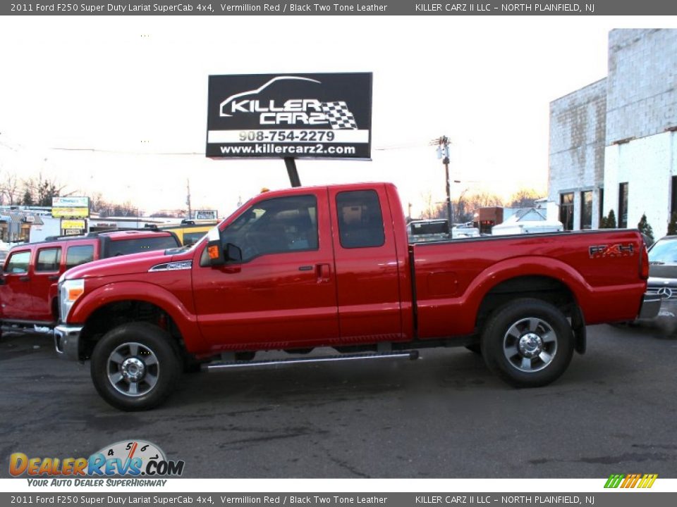 2011 Ford F250 Super Duty Lariat SuperCab 4x4 Vermillion Red / Black Two Tone Leather Photo #4