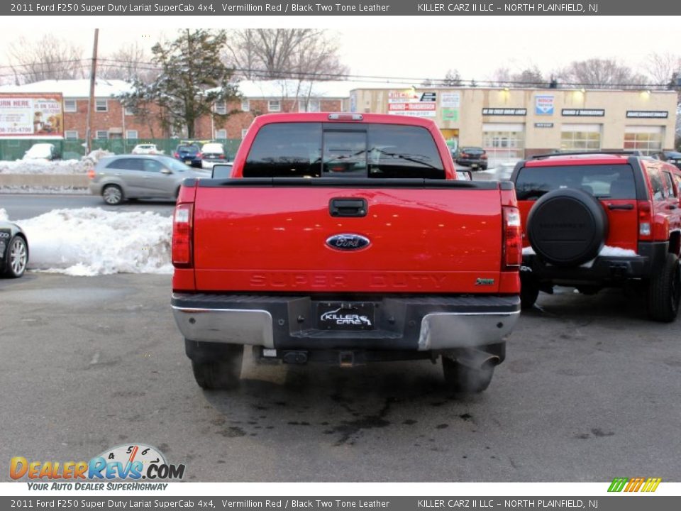 2011 Ford F250 Super Duty Lariat SuperCab 4x4 Vermillion Red / Black Two Tone Leather Photo #6