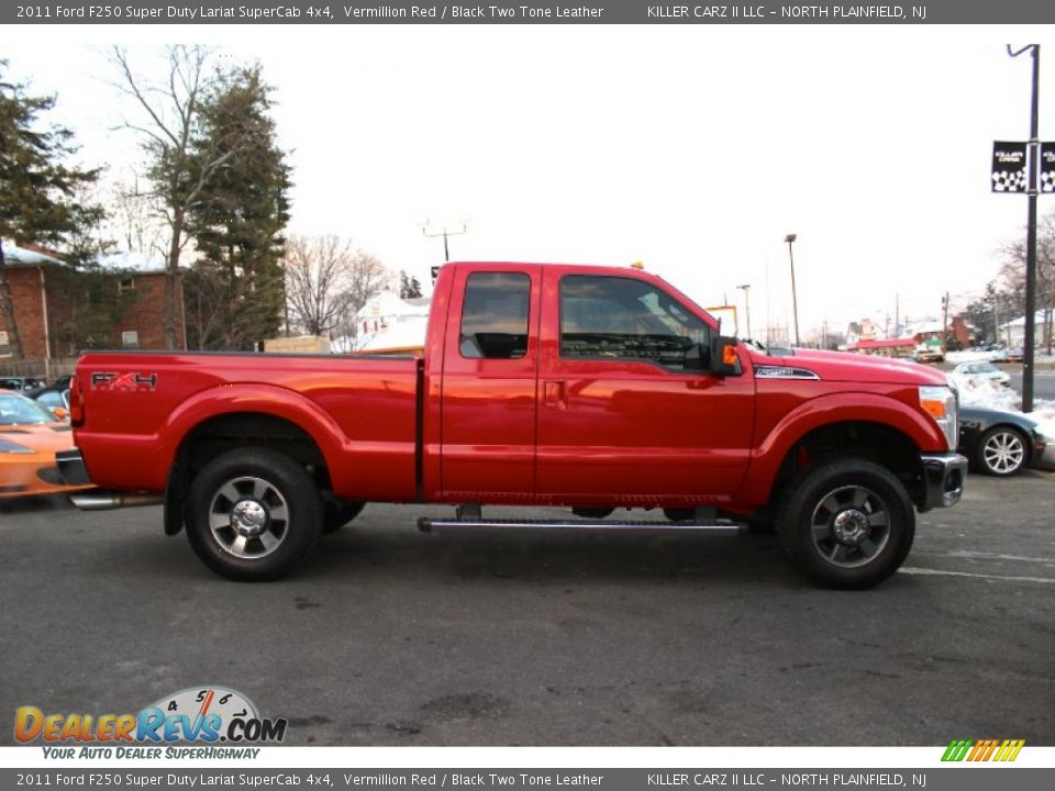 2011 Ford F250 Super Duty Lariat SuperCab 4x4 Vermillion Red / Black Two Tone Leather Photo #7