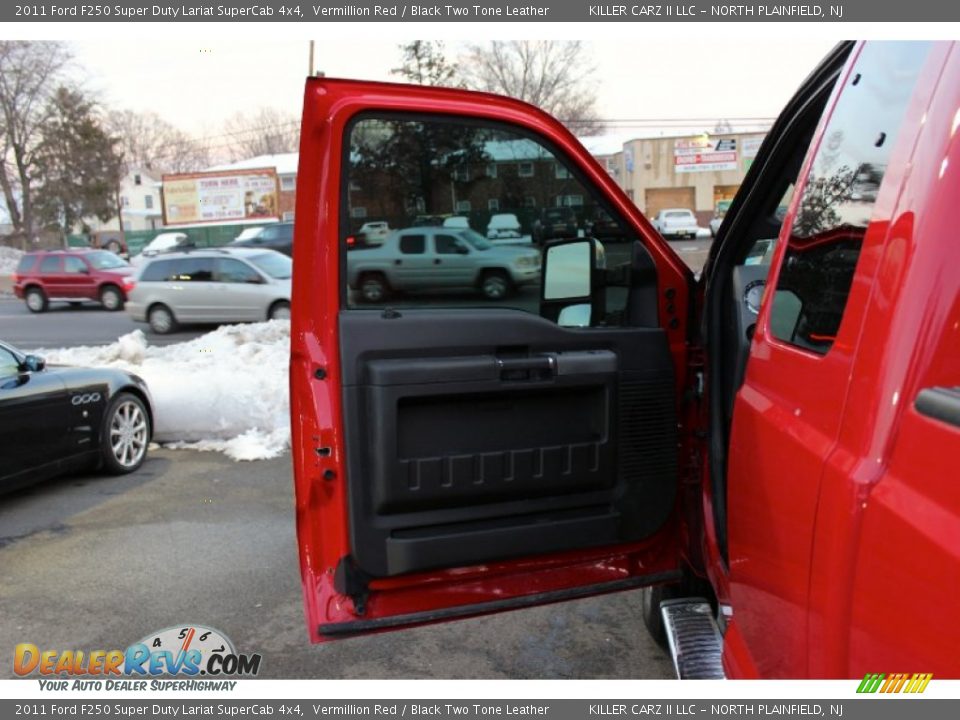 2011 Ford F250 Super Duty Lariat SuperCab 4x4 Vermillion Red / Black Two Tone Leather Photo #10