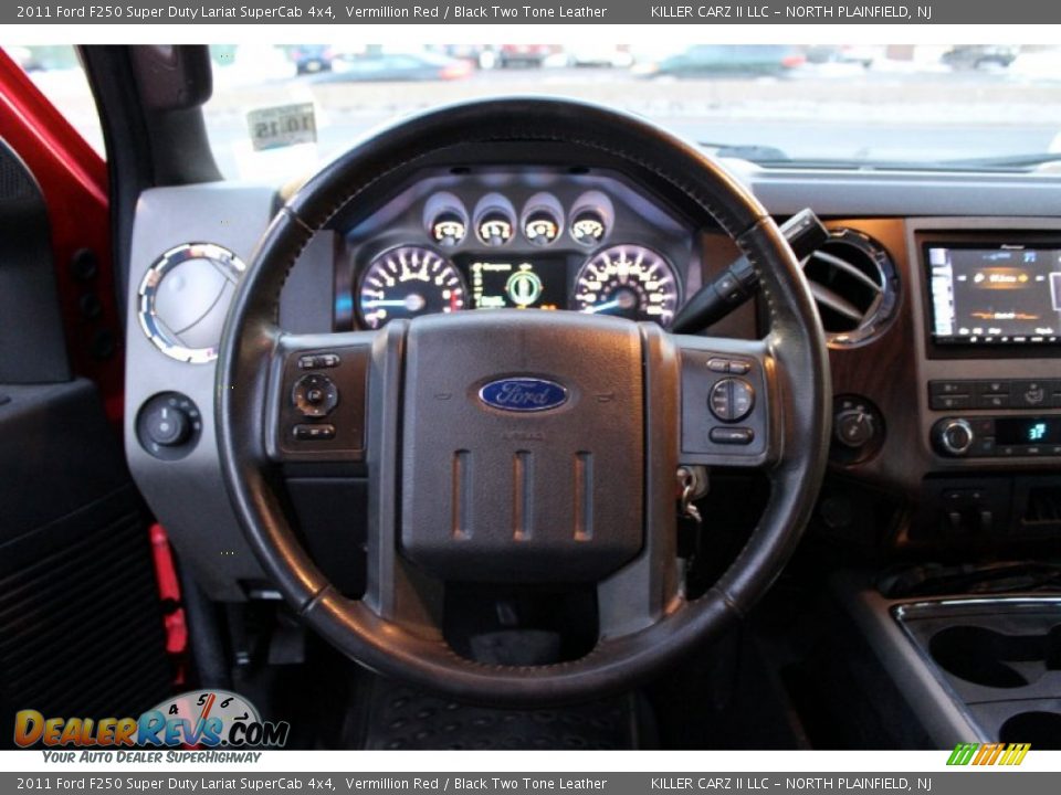 2011 Ford F250 Super Duty Lariat SuperCab 4x4 Vermillion Red / Black Two Tone Leather Photo #15
