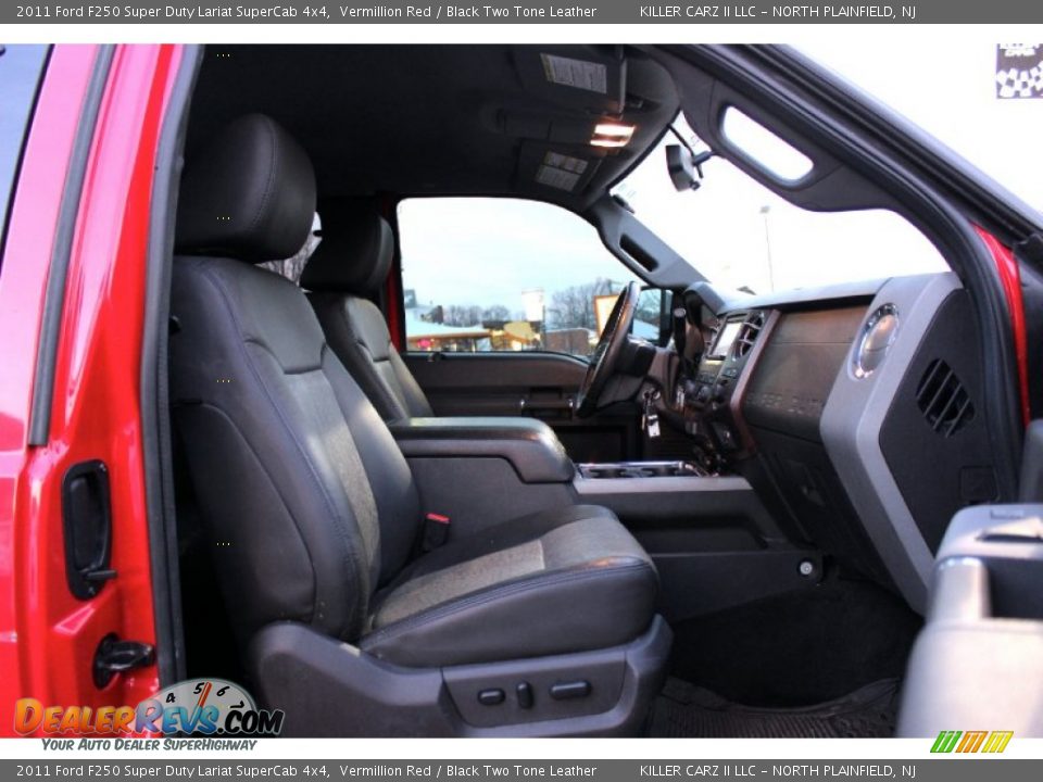 2011 Ford F250 Super Duty Lariat SuperCab 4x4 Vermillion Red / Black Two Tone Leather Photo #22