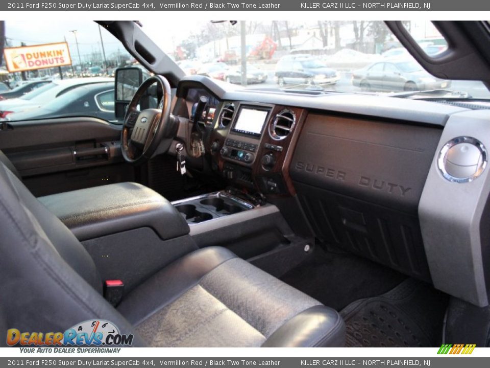 2011 Ford F250 Super Duty Lariat SuperCab 4x4 Vermillion Red / Black Two Tone Leather Photo #23