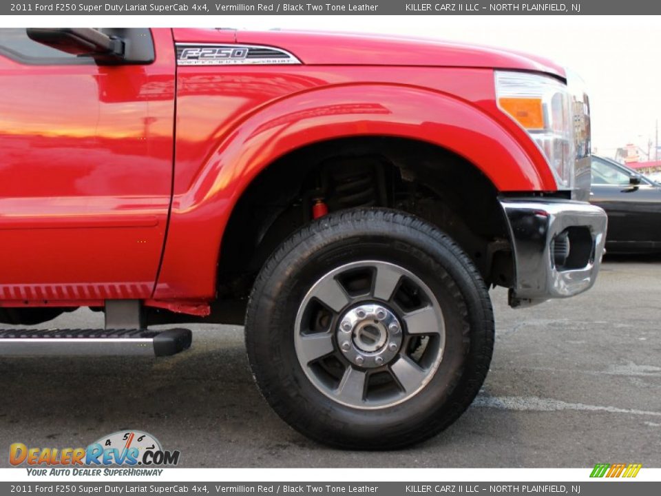 2011 Ford F250 Super Duty Lariat SuperCab 4x4 Vermillion Red / Black Two Tone Leather Photo #25